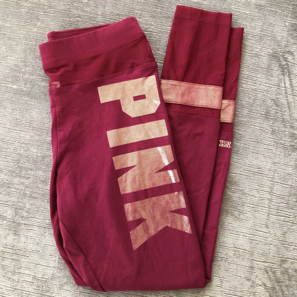 VS PINK burgundy mesh leggings